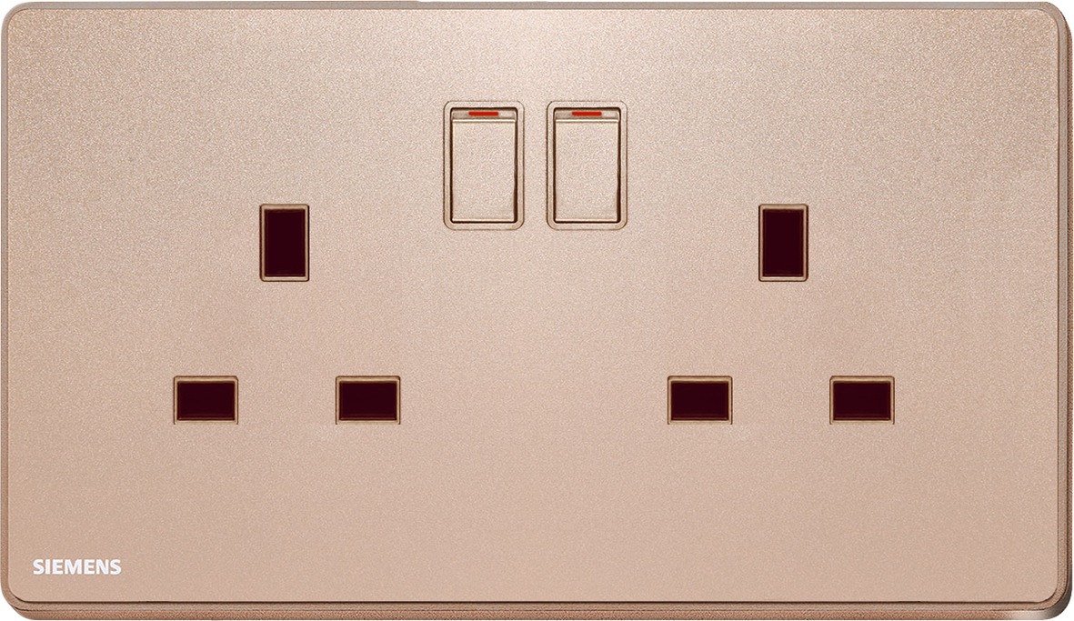 DELTA®arina - 13A Twin Gang Switched Socket with Indicator