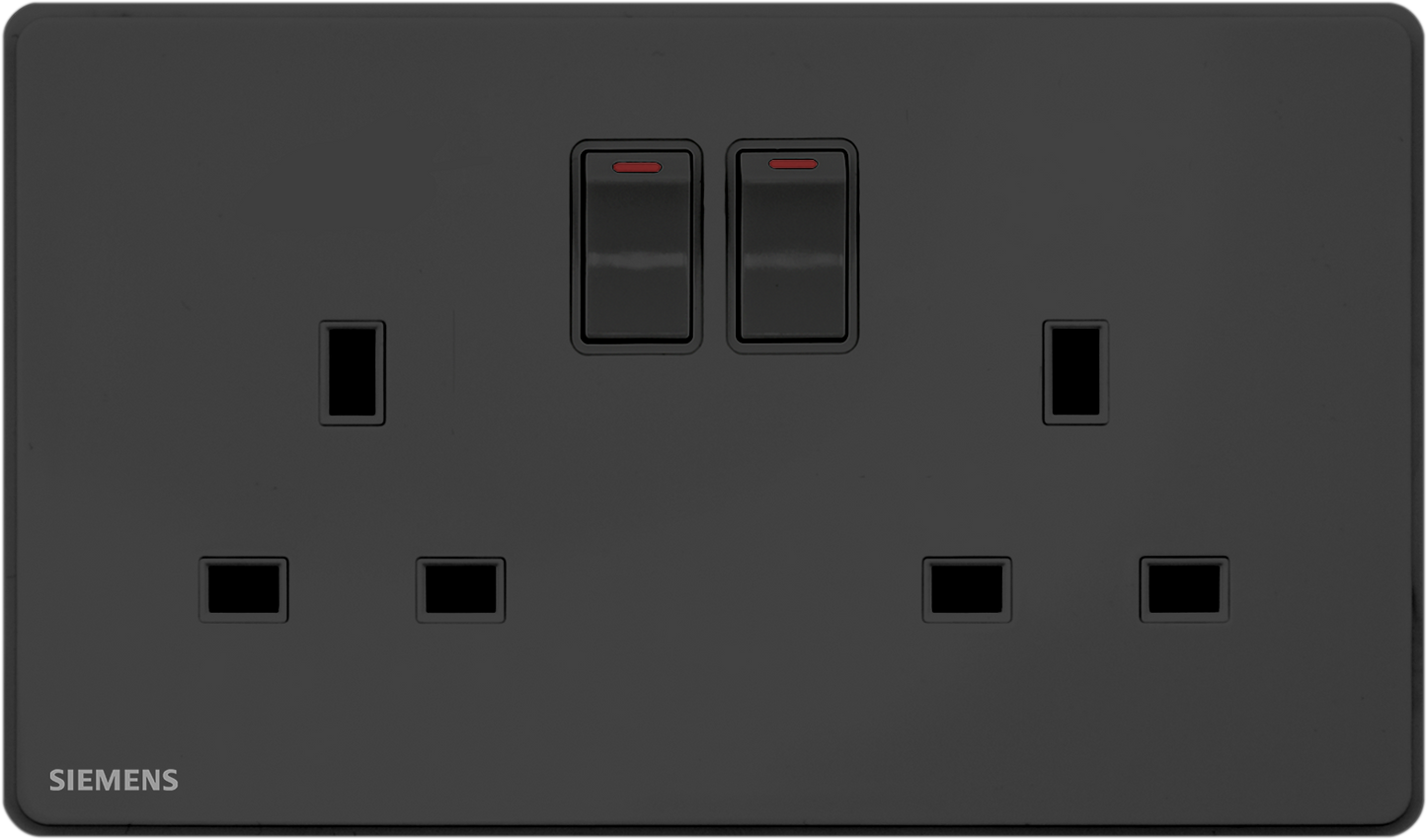 DELTA®arina - 13A Twin Gang Switched Socket with Indicator