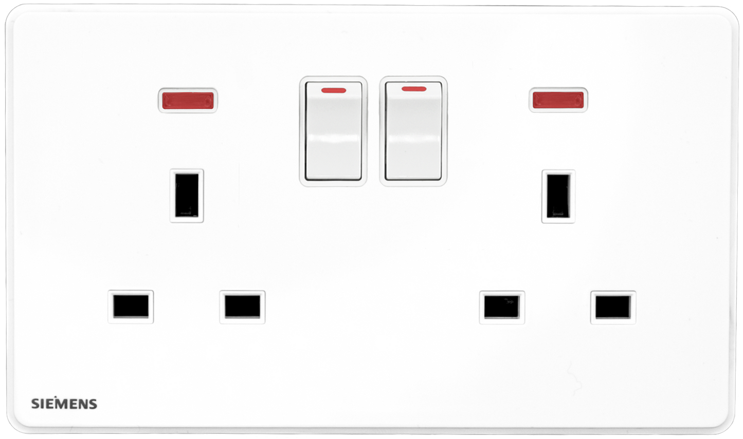 DELTA®arina - 13A Twin Gang Switched Socket with Neon Indicator