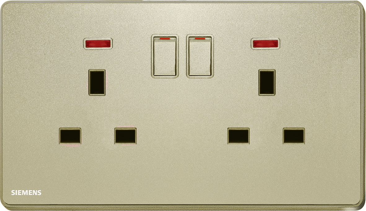 DELTA®arina - 13A Twin Gang Switched Socket with Neon Indicator
