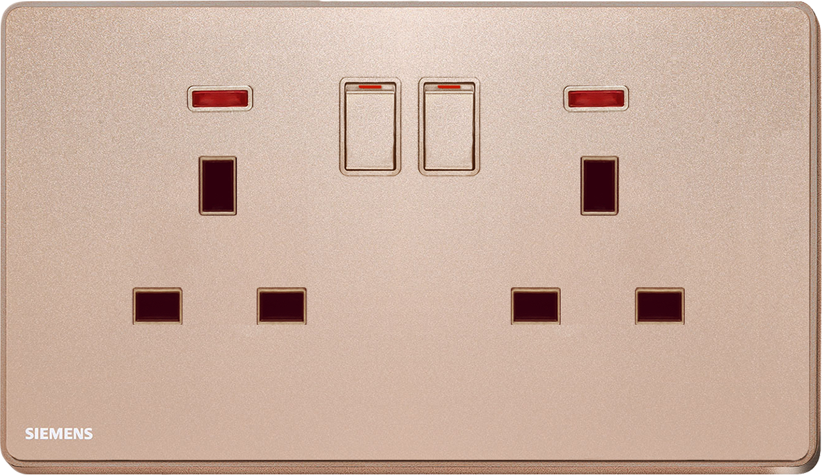 DELTA®arina - 13A Twin Gang Switched Socket with Neon Indicator