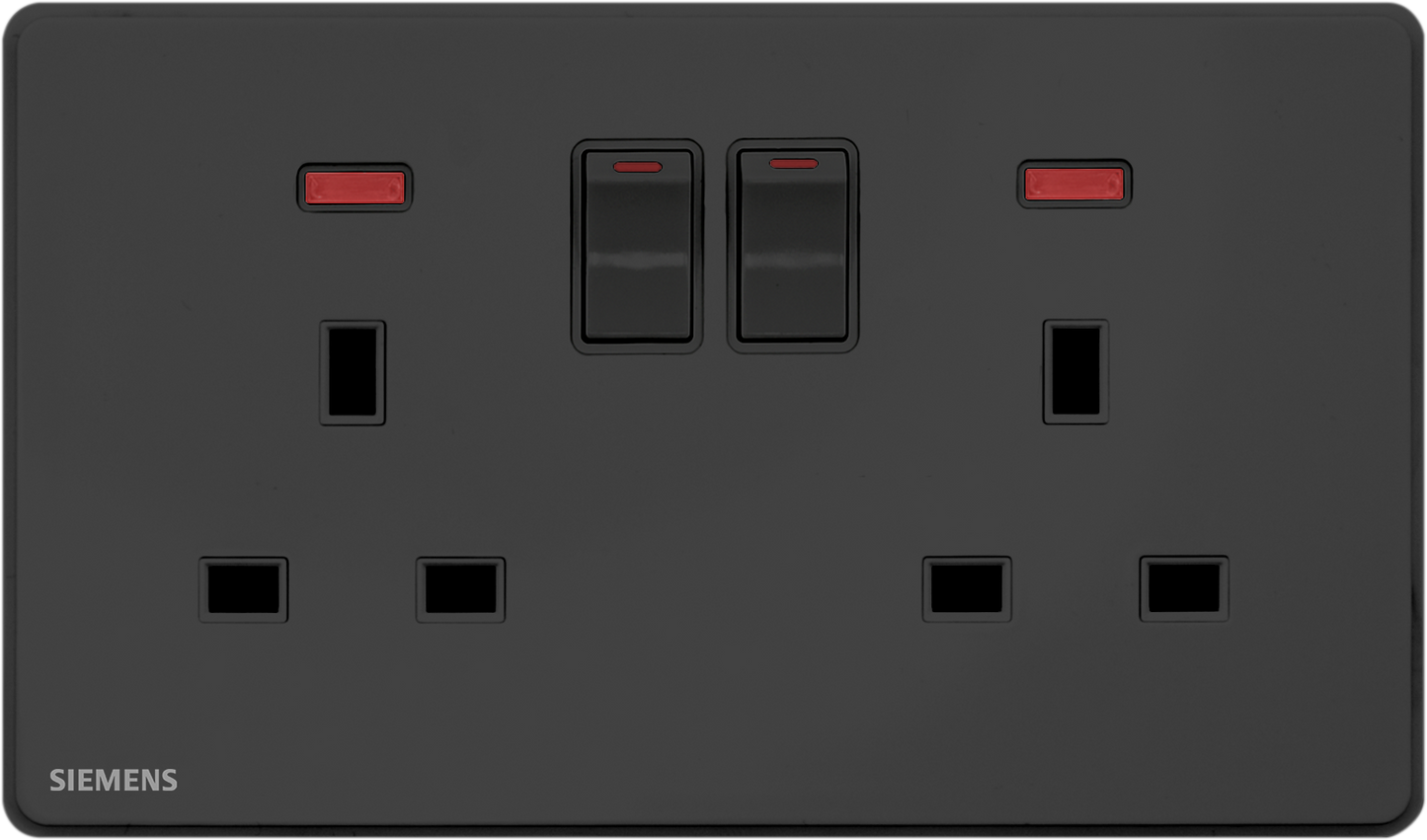 DELTA®arina - 13A Twin Gang Switched Socket with Neon Indicator