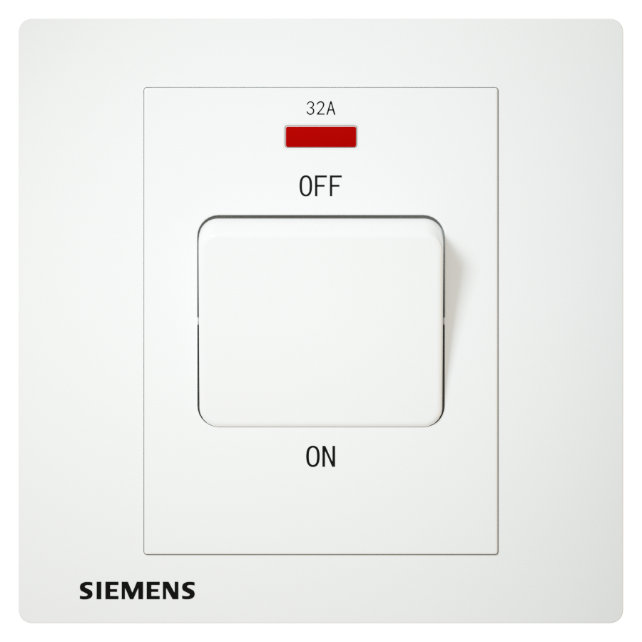 DELTA®relfa, siemens, 32A, Double Pole Switch, neon indicator