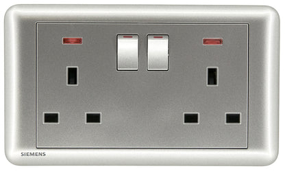DELTA®seata - 13A Twin Gang Switched Socket with Neon Indicator