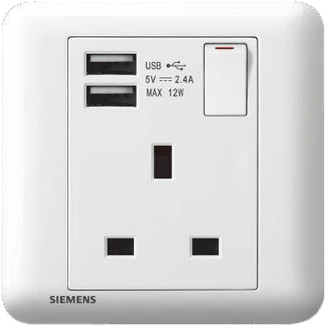 DELTA®seata - 13A 1 Gang SP Switched Socket with 2 x USB