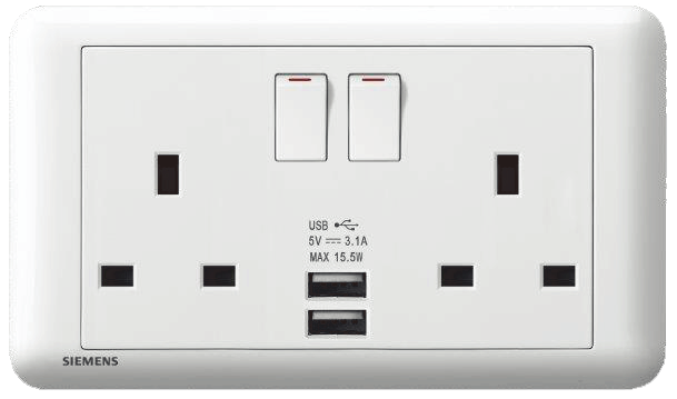 DELTA®seata - 13A Twin Gang SP Switched Socket with 2 x USB