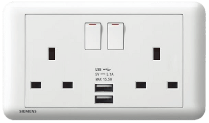 DELTA®seata - 13A Twin Gang SP Switched Socket with 2 x USB