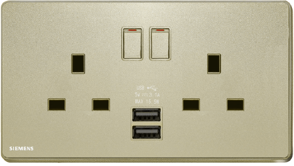 DELTA®arina - 13A Twin Gang SP Switched Socket with 2 x USB