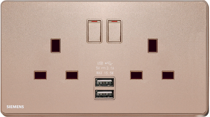 DELTA®arina - 13A Twin Gang SP Switched Socket with 2 x USB