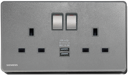 DELTA®arina - 13A Twin Gang SP Switched Socket with 2 x USB