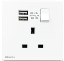 DELTA®arina - 13A 1 Gang SP Switched Socket with 2 x USB