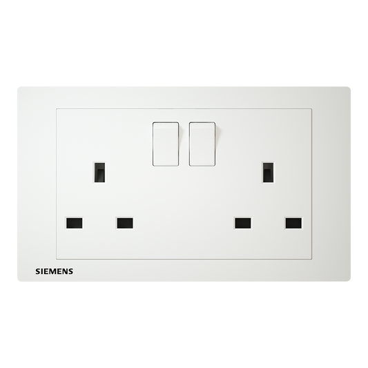 DELTA® relfa, siemens, twin gang, socket, switched, 13A