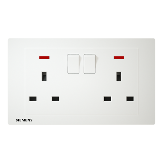 DELTA® relfa, siemens, 13A, socket, neon indicator, twin gang, switched